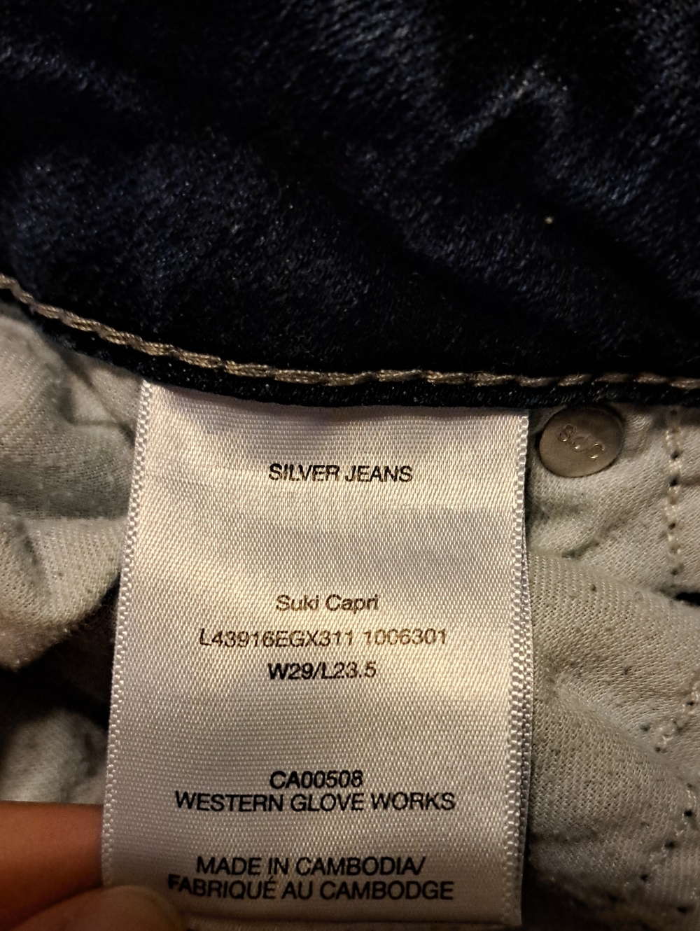 Size 29 Silver Jeans Dark Blue Skinny Stretch Capris - Picture 9 of 12